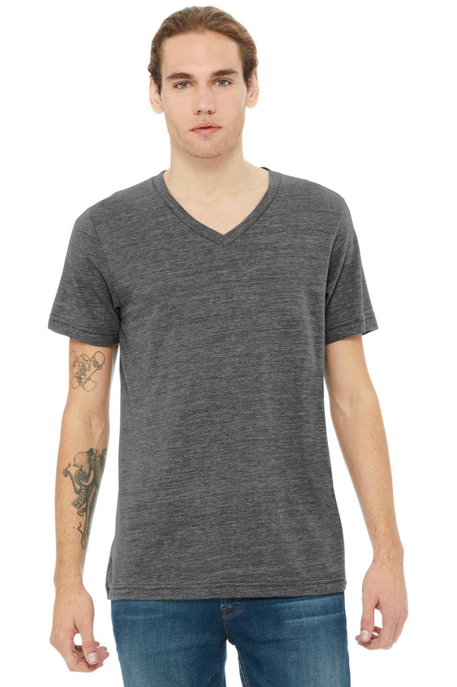 BELLA+CANVAS Unisex Textured Jersey VNeck Tee BC3655 Asphalt Slub