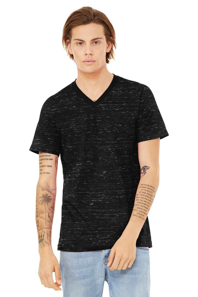 BELLA+CANVAS Unisex Textured Jersey VNeck Tee BC3655 Black Marble