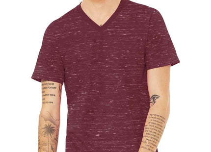 BELLA+CANVAS Unisex Textured Jersey VNeck Tee BC3655 Maroon Marble