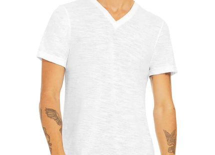 BELLA+CANVAS Unisex Textured Jersey VNeck Tee BC3655 White Slub
