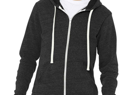 BELLA+CANVAS Unisex Triblend Sponge Fleece FullZip Hoodie BC3909 Charcoal-Black Triblend