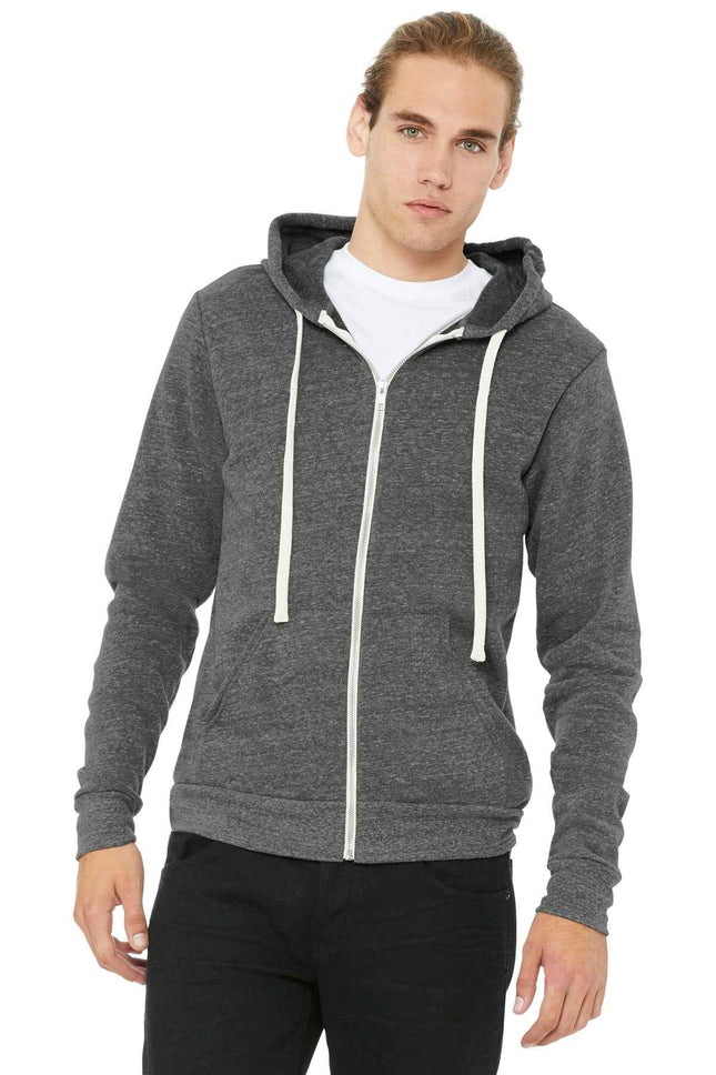 BELLA+CANVAS Unisex Triblend Sponge Fleece FullZip Hoodie BC3909 Grey Triblend