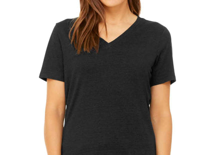 BELLA+CANVAS Women's Relaxed Heather CVC VNeck Tee BC6405CVC Black Heather