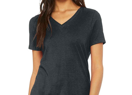 BELLA+CANVAS Women's Relaxed Heather CVC VNeck Tee BC6405CVC Dark Grey Heather