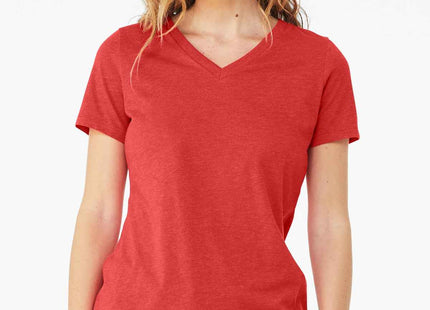 BELLA+CANVAS Women's Relaxed Heather CVC VNeck Tee BC6405CVC Heather Red
