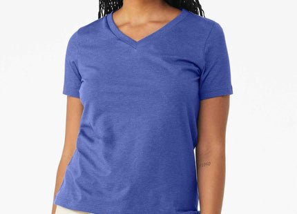 BELLA+CANVAS Women's Relaxed Heather CVC VNeck Tee BC6405CVC Heather True Royal
