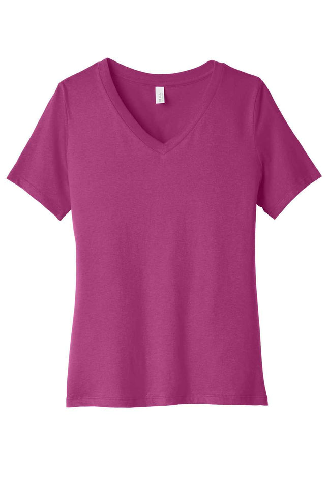 BELLA+CANVAS Women's Relaxed Jersey Short Sleeve VNeck Tee BC6405 Berry