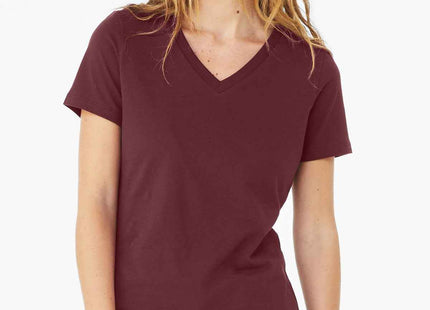BELLA+CANVAS Women's Relaxed Jersey Short Sleeve VNeck Tee BC6405 Maroon