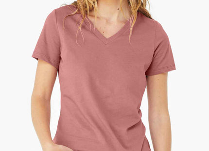 BELLA+CANVAS Women's Relaxed Jersey Short Sleeve VNeck Tee BC6405 Mauve