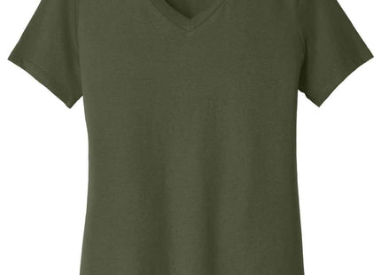 BELLA+CANVAS Women's Relaxed Jersey Short Sleeve VNeck Tee BC6405 Military Green