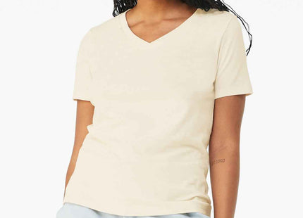 BELLA+CANVAS Women's Relaxed Jersey Short Sleeve VNeck Tee BC6405 Natural