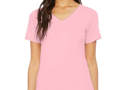 BELLA+CANVAS Women's Relaxed Jersey Short Sleeve VNeck Tee BC6405 Pink