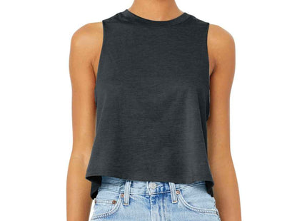 BELLA+CANVAS Women's Racerback Cropped Tank BC6682 Dark Grey Heather