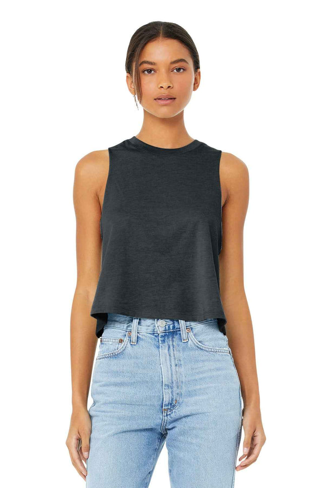 BELLA+CANVAS Women's Racerback Cropped Tank BC6682 Dark Grey Heather