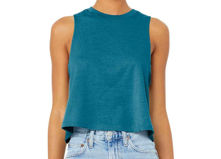 BELLA+CANVAS Women's Racerback Cropped Tank BC6682 Heather Deep Teal