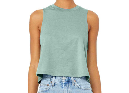 BELLA+CANVAS Women's Racerback Cropped Tank BC6682 Heather Dusty Blue