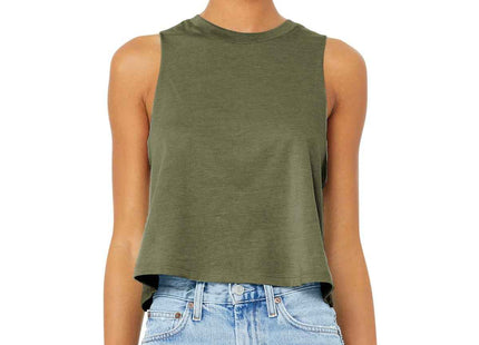 BELLA+CANVAS Women's Racerback Cropped Tank BC6682 Heather Olive