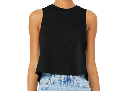 BELLA+CANVAS Women's Racerback Cropped Tank BC6682 Solid Black Blend