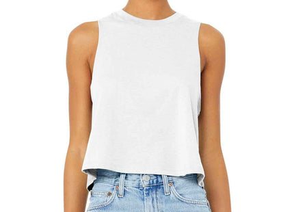 BELLA+CANVAS Women's Racerback Cropped Tank BC6682 Solid White Blend