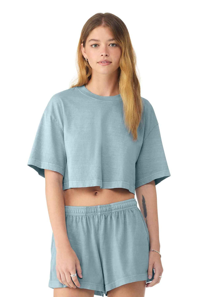 BELLA+CANVAS Women's Heavyweight GarmentDyed Cropped Tee BC6882GD Light Washed Denim
