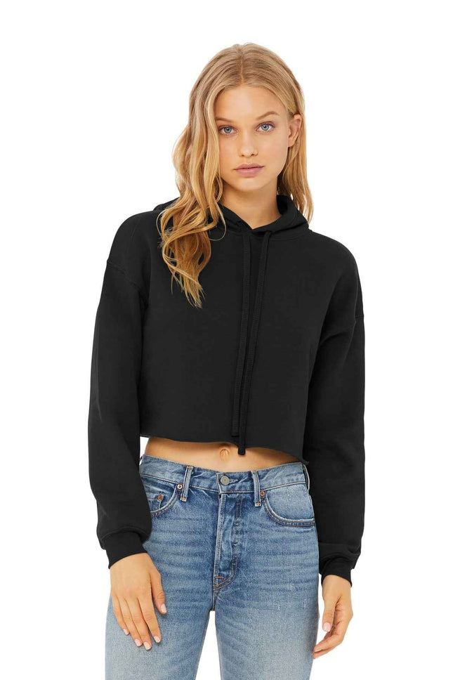 BELLA+CANVAS Women's Sponge Fleece Cropped Fleece Hoodie BC7502 Black