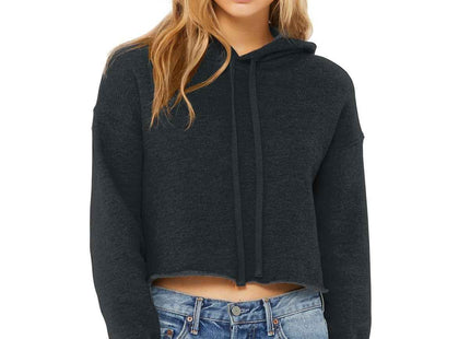 BELLA+CANVAS Women's Sponge Fleece Cropped Fleece Hoodie BC7502 Dark Grey Heather