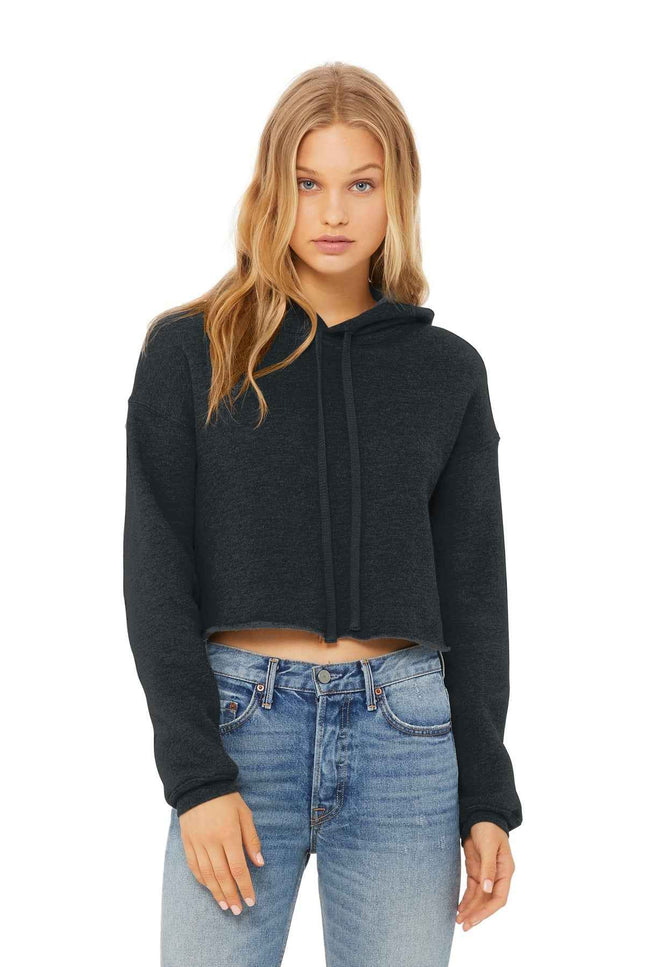 BELLA+CANVAS Women's Sponge Fleece Cropped Fleece Hoodie BC7502 Dark Grey Heather