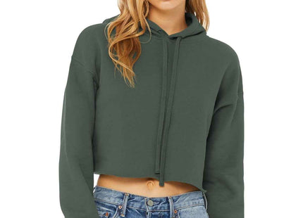 BELLA+CANVAS Women's Sponge Fleece Cropped Fleece Hoodie BC7502 Military Green