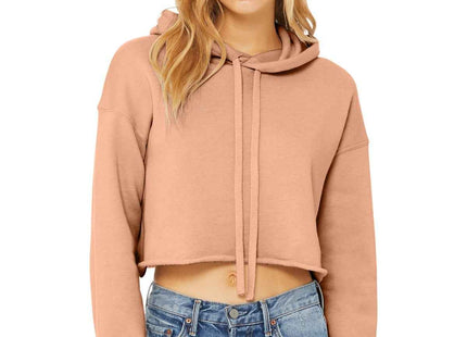 BELLA+CANVAS Women's Sponge Fleece Cropped Fleece Hoodie BC7502 Peach