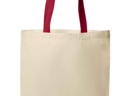 Port Authority Core Cotton Tote BG1500 Natural Deep Red OSFA