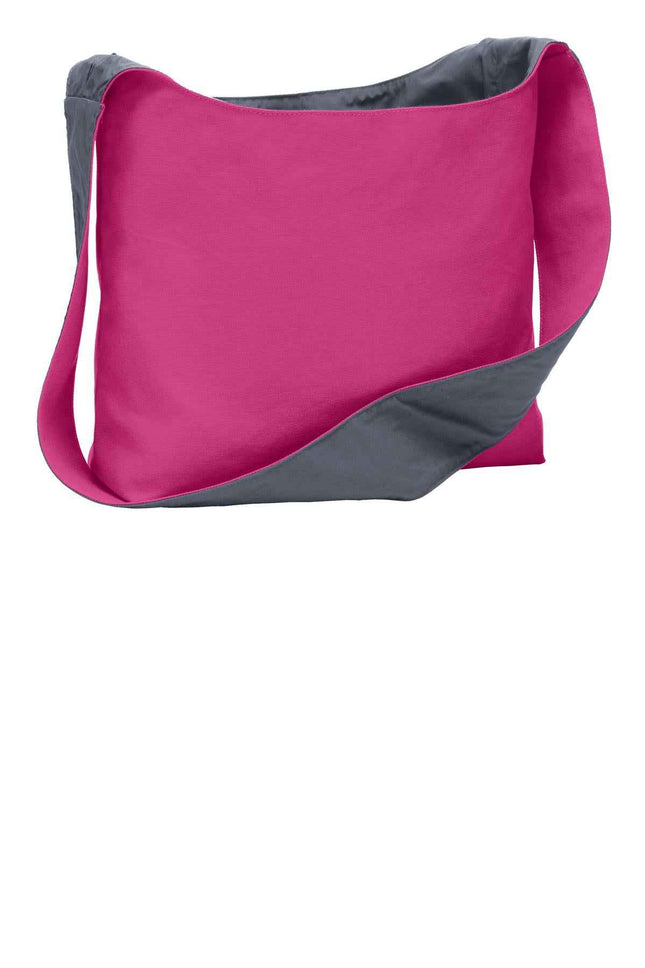 Port Authority Cotton Canvas Sling Bag BG405 Tropical Pink Charcoal OSFA