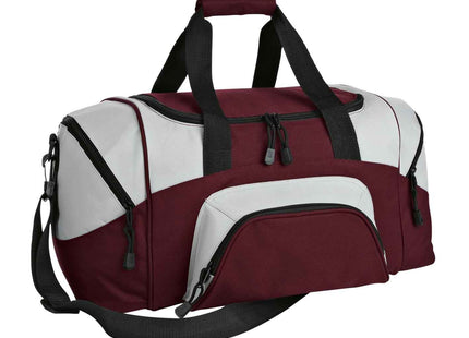 Port Authority Small Colorblock Sport Duffel BG990S Maroon Grey OSFA
