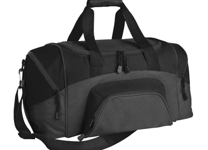 Port Authority Small Colorblock Sport Duffel BG990S Black Dark Charcoal OSFA