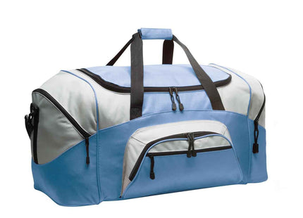 Port Authority Standard Colorblock Sport Duffel BG99 Carolina Blue Grey OSFA