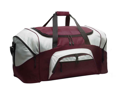 Port Authority Standard Colorblock Sport Duffel BG99 Maroon Grey OSFA