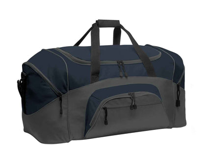 Port Authority Standard Colorblock Sport Duffel BG99 Navy Dark Charcoal OSFA