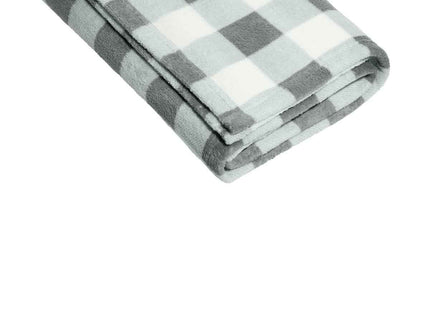 Port Authority Small Ultra Plush Blanket BP33 Marshmallow Monument Grey Check OSFA