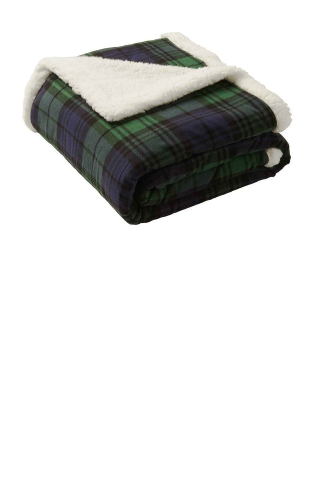 Port Authority Flannel Sherpa Blanket BP43 Black Watch OSFA
