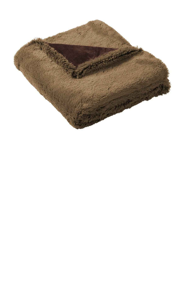 Port Authority Faux Fur Blanket BP45 Fawn Espresso Brown OSFA