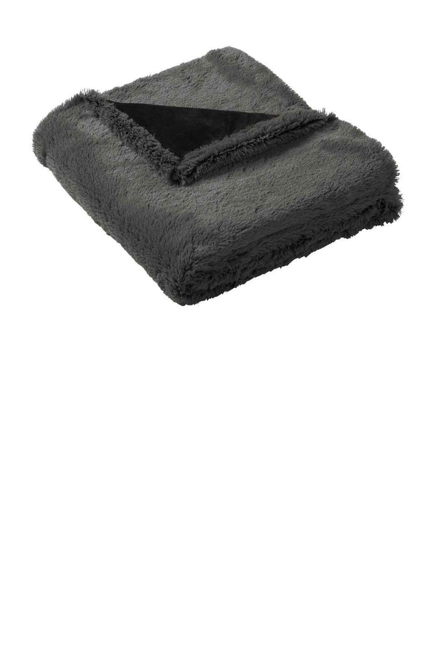 Port Authority Faux Fur Blanket BP45 Shadow Grey Deep Black OSFA