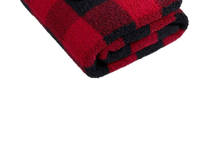 Port Authority DoubleSided Sherpa/Plush Blanket BP48 Black Red Buffalo Plaid OSFA