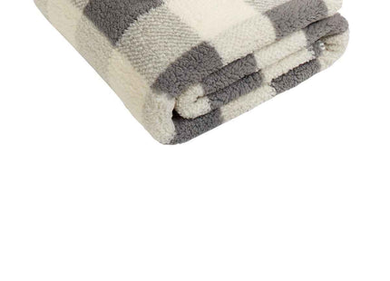 Port Authority DoubleSided Sherpa/Plush Blanket BP48 Grey Marshmallow Buffalo Plaid OSFA