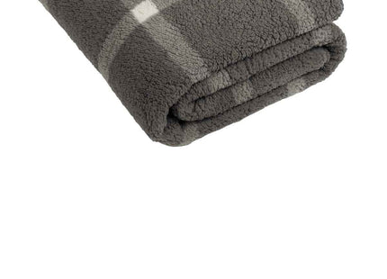 Port Authority DoubleSided Sherpa/Plush Blanket BP48 Marshmallow Grey Window Pane OSFA