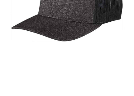 Port Authority Flexfit Melange Mesh Back Trucker Cap C302 Black Dark Charcoal Heather