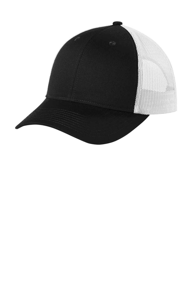 Port Authority LowProfile Snapback Trucker Cap C402LP Black White OSFA