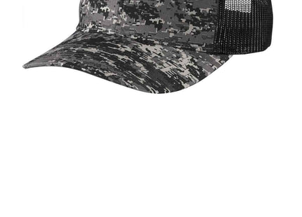 Port Authority Digi Camo Snapback Trucker Cap C404 Black Digi Black OSFA