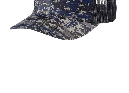 Port Authority Digi Camo Snapback Trucker Cap C404 Rich Navy Digi Grey Steel OSFA