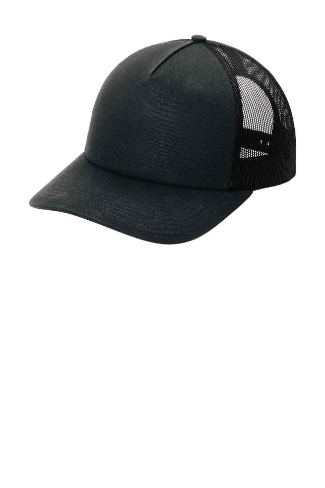 Port Authority LowProfile Snapback 5Panel Trucker Cap C405LP Black Black OSFA