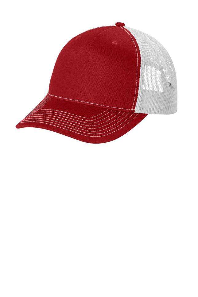 Port Authority Snapback FivePanel Trucker Cap C405 Flame Red White OSFA