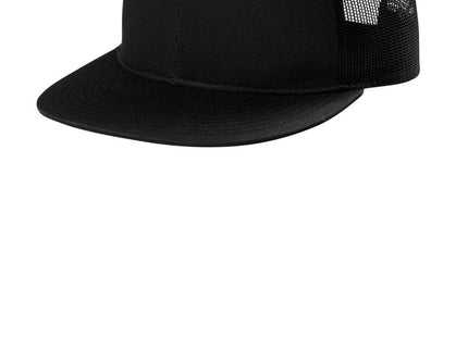 Port Authority Snapback Flat Bill Trucker Cap C407 Black OSFA